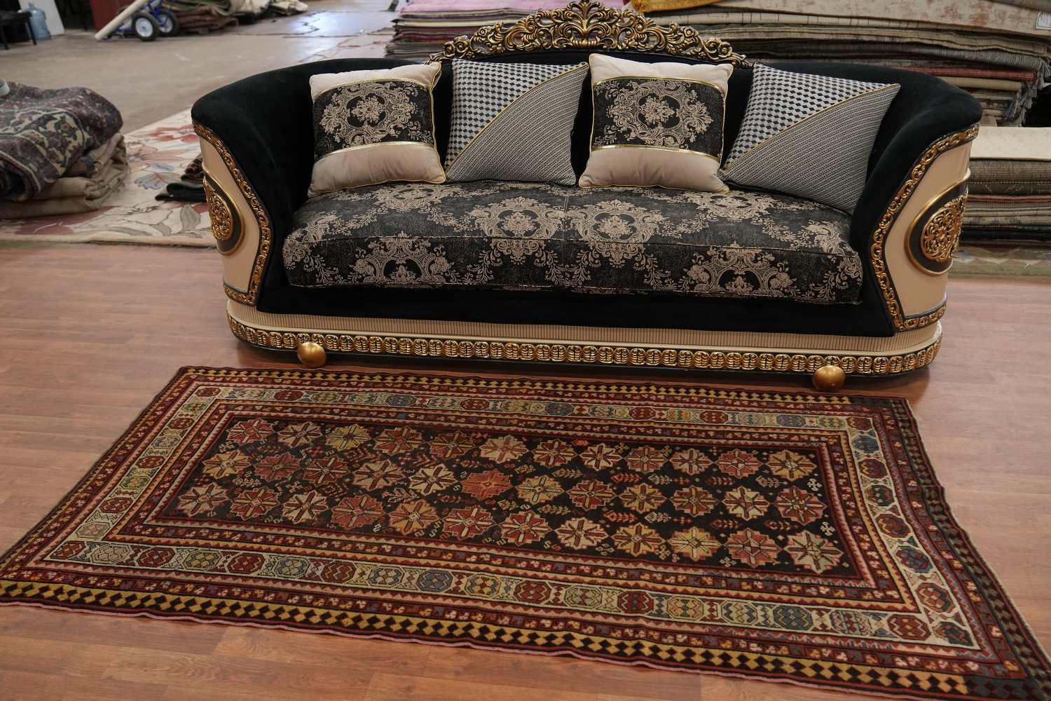 Pre-1900 Antique Vegetable Dye Kazak Oriental Rug 4x8