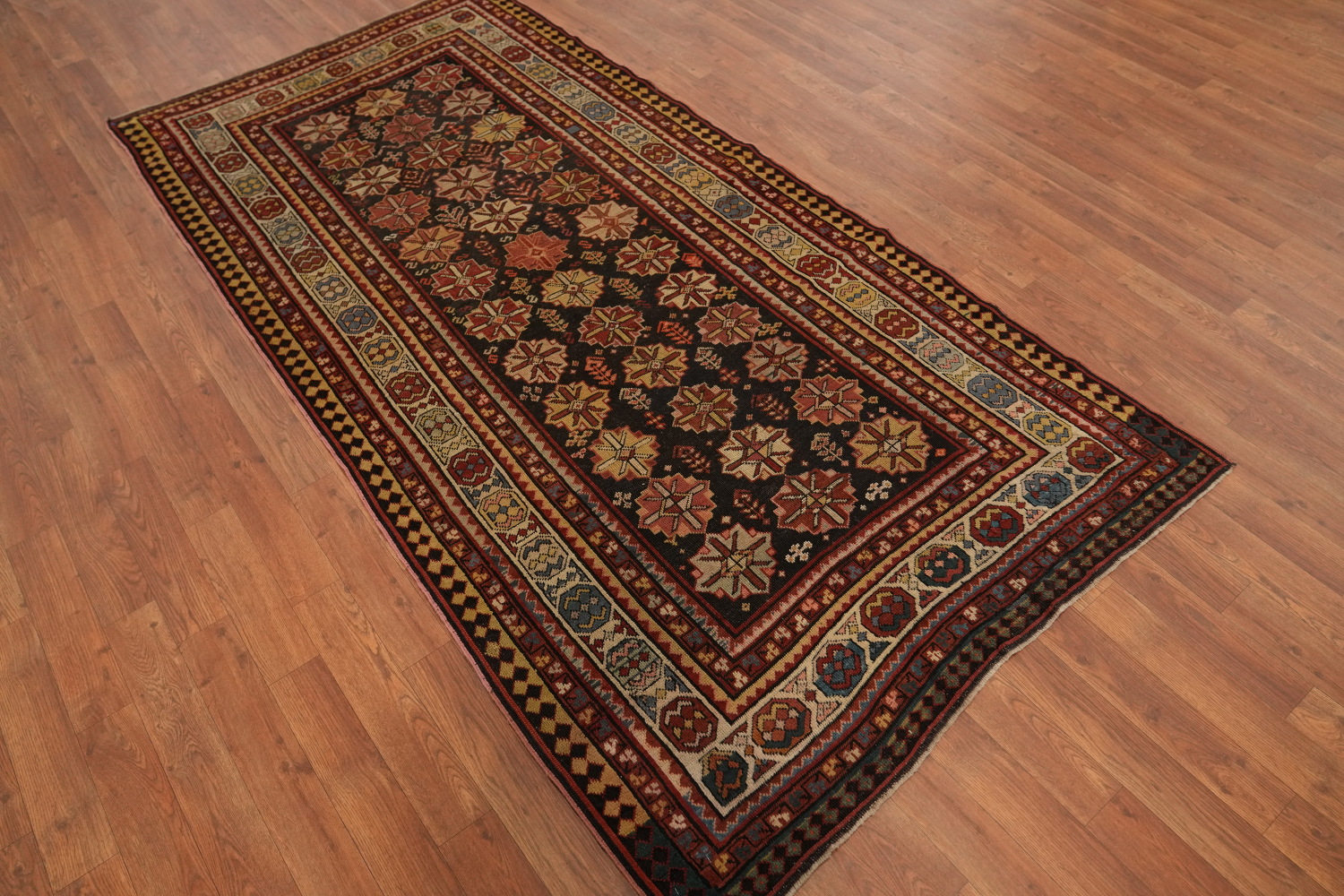 Pre-1900 Antique Vegetable Dye Kazak Oriental Rug 4x8