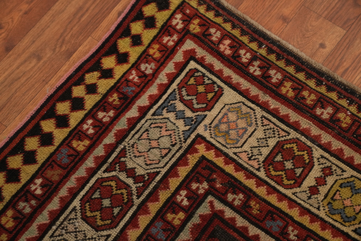 Pre-1900 Antique Vegetable Dye Kazak Oriental Rug 4x8