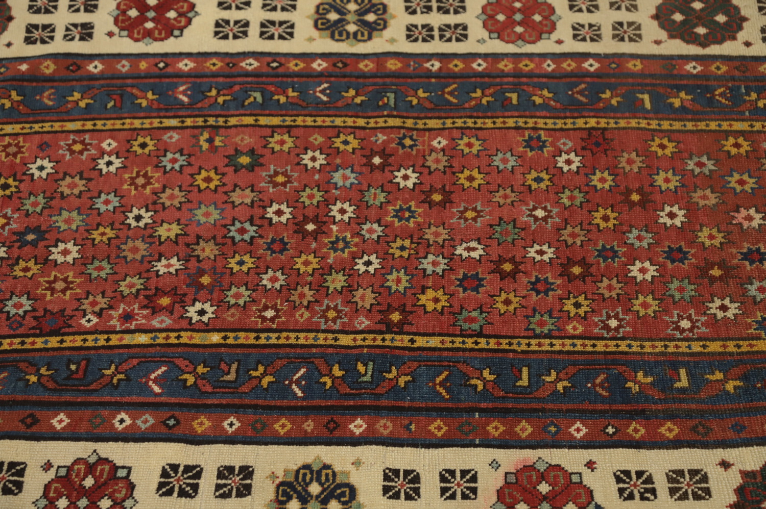 Pre-1900 Antique Kazak Vegetable Dye Runner Rug 3x7