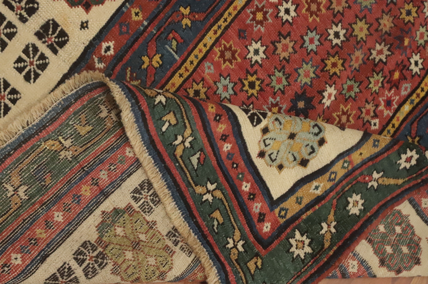 Pre-1900 Antique Kazak Vegetable Dye Runner Rug 3x7