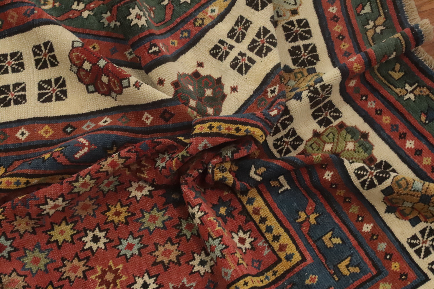 Pre-1900 Antique Kazak Vegetable Dye Runner Rug 3x7