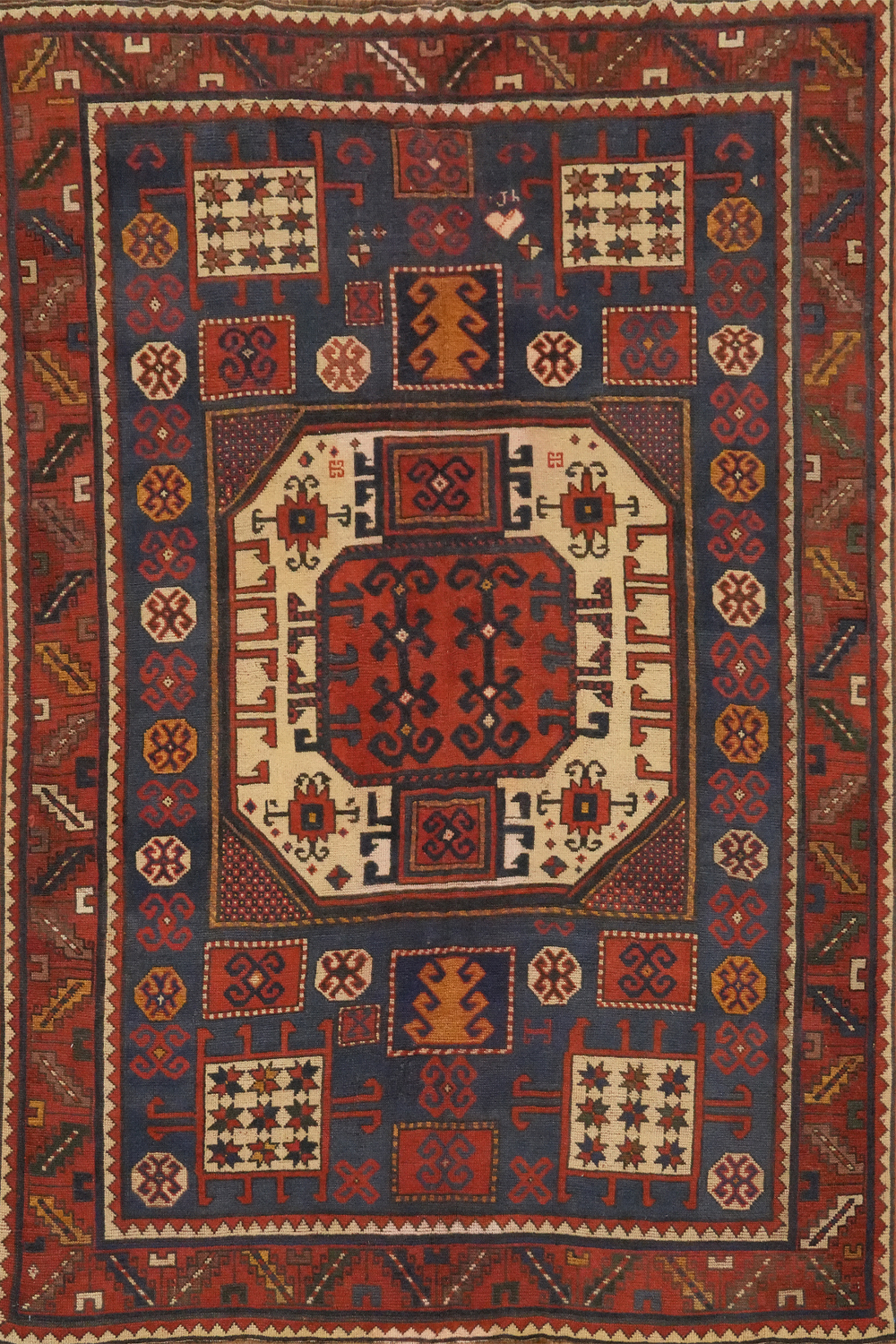 Pre-1900 Antique Kazak Vegetable Dye Rug 5x7