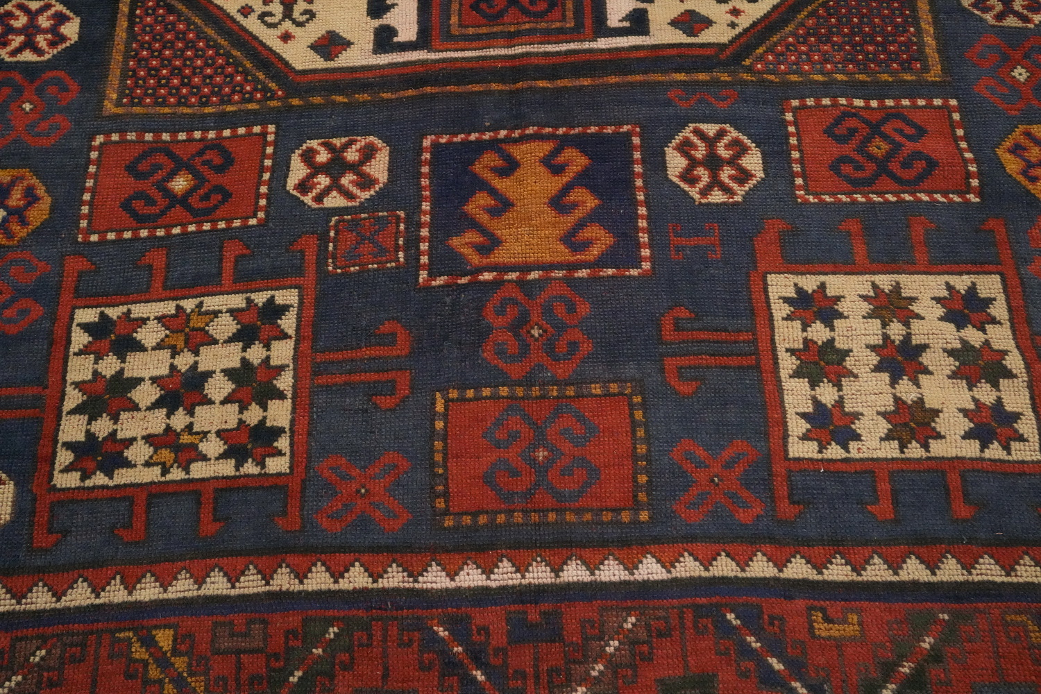 Pre-1900 Antique Kazak Vegetable Dye Rug 5x7