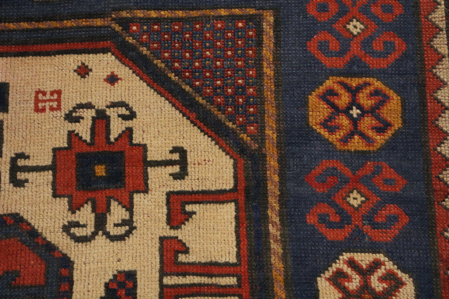 Pre-1900 Antique Kazak Vegetable Dye Rug 5x7