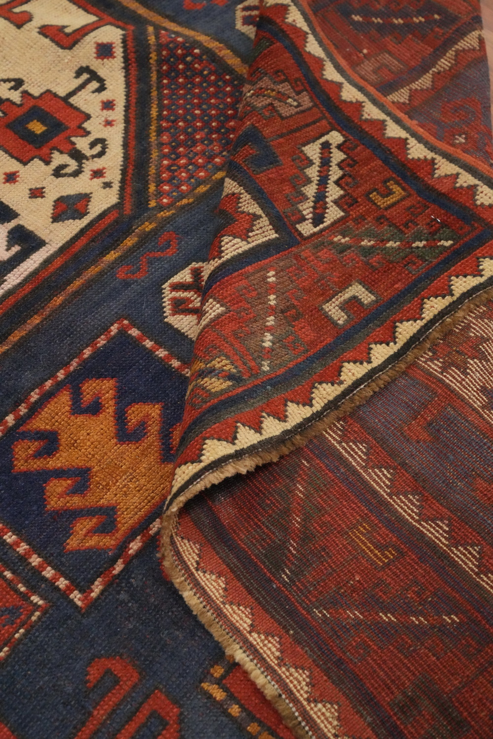 Pre-1900 Antique Kazak Vegetable Dye Rug 5x7