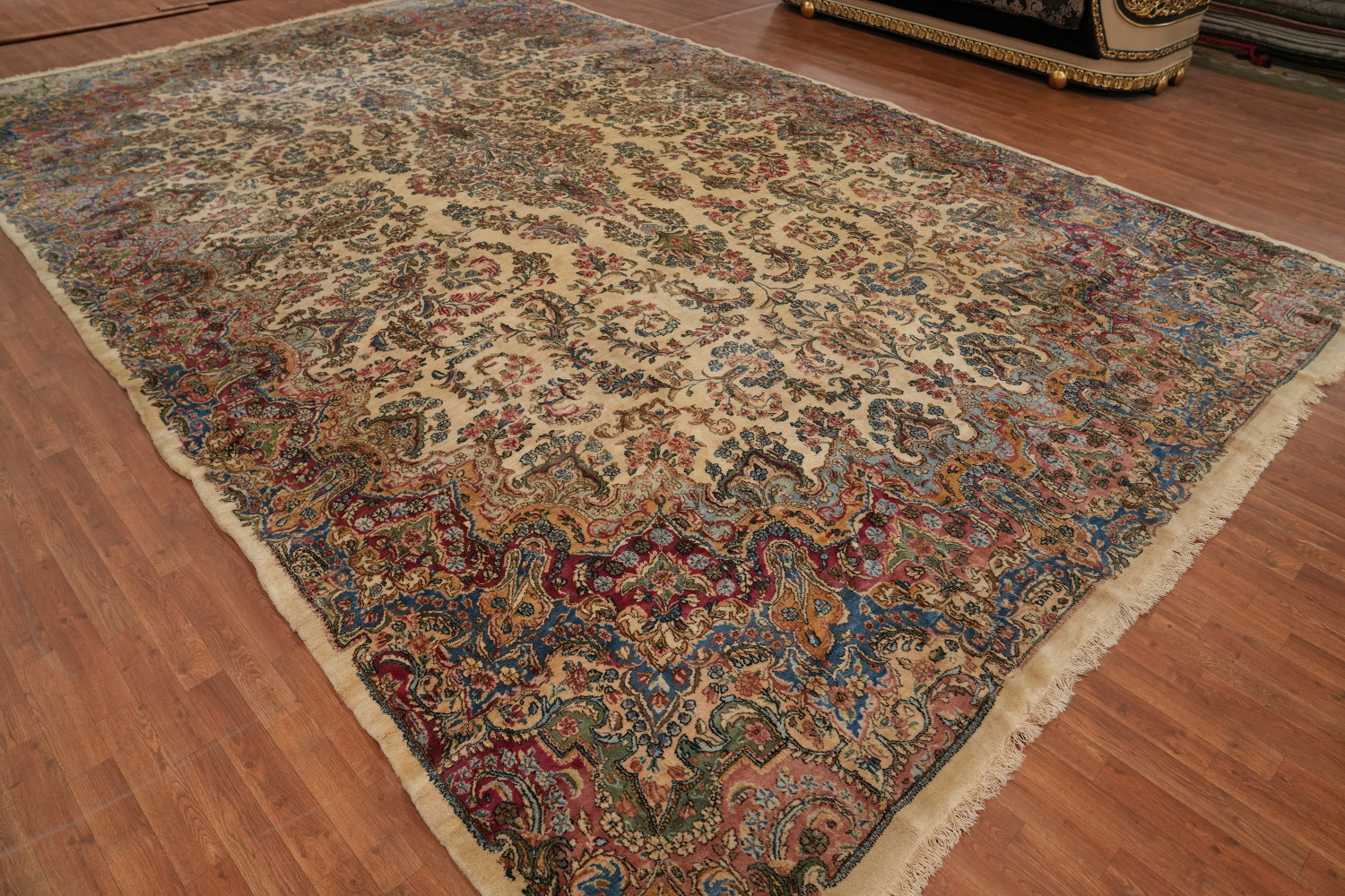 Antique Kerman Vegetable Dye Persian Large Rug 12x19