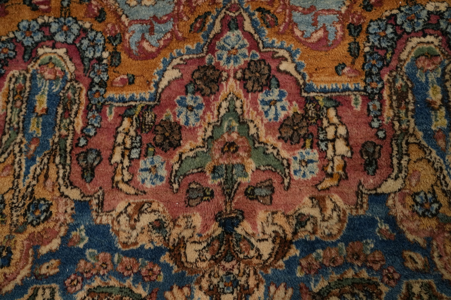 Antique Kerman Vegetable Dye Persian Large Rug 12x19