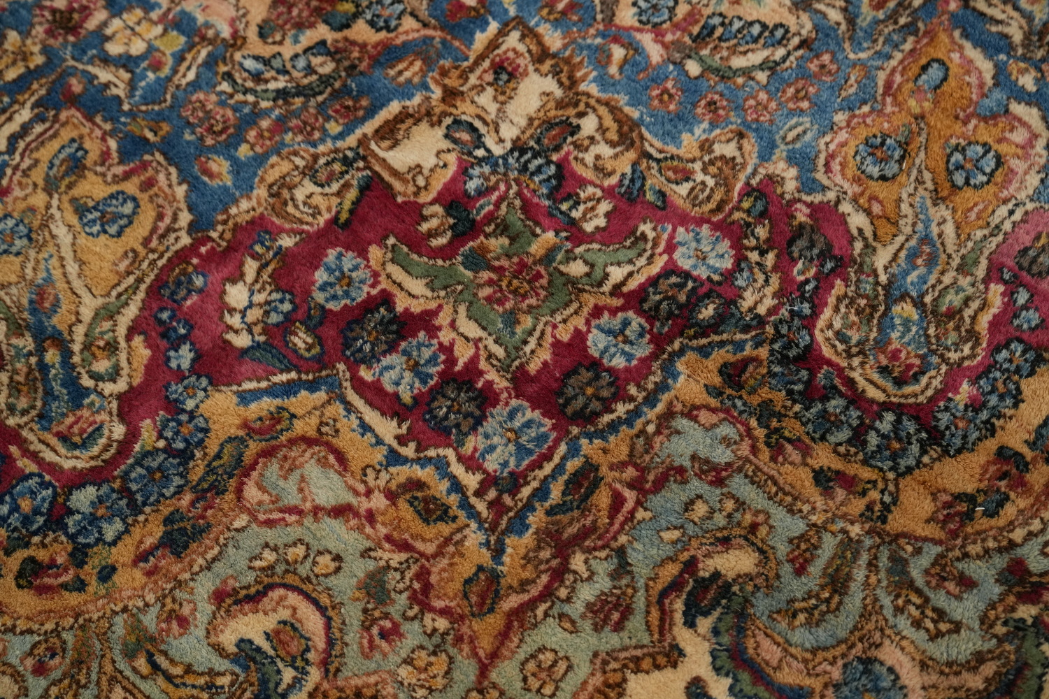 Antique Kerman Vegetable Dye Persian Large Rug 12x19