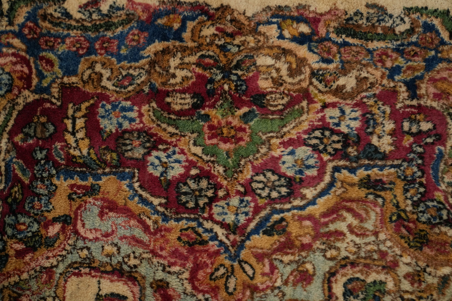 Antique Kerman Vegetable Dye Persian Large Rug 12x19