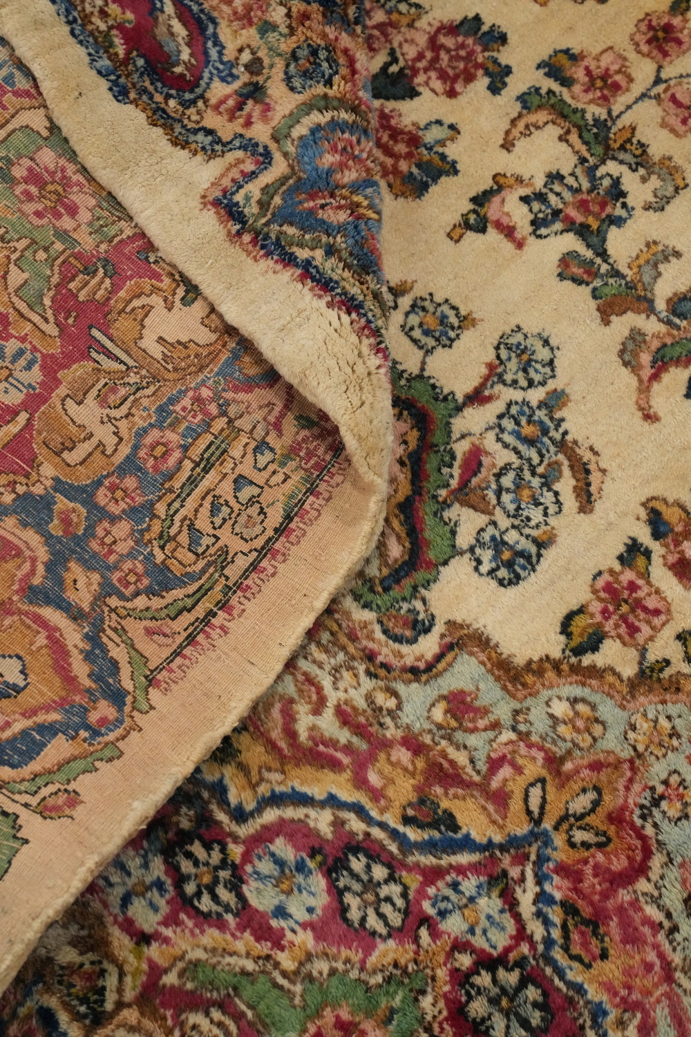Antique Kerman Vegetable Dye Persian Large Rug 12x19