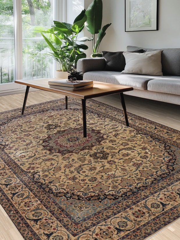 Antique Wool Nain Toodeshk Persian Area Rug 7x10