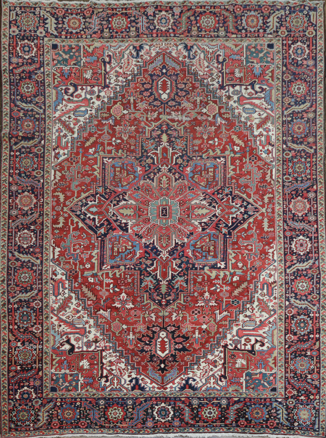 Antique Vegetable Dye Heriz Persian Area Rug 9x12