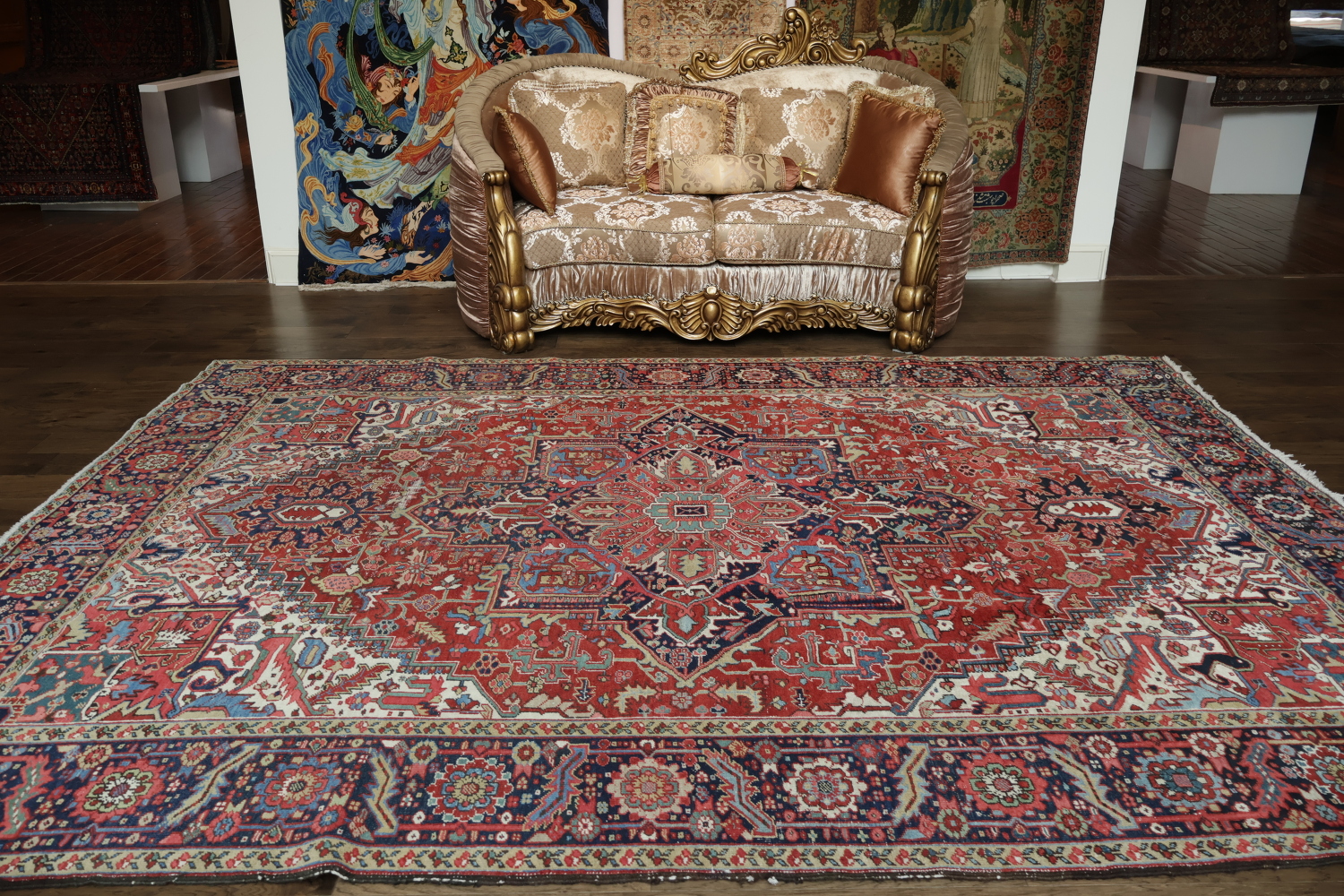Antique Vegetable Dye Heriz Persian Area Rug 9x12