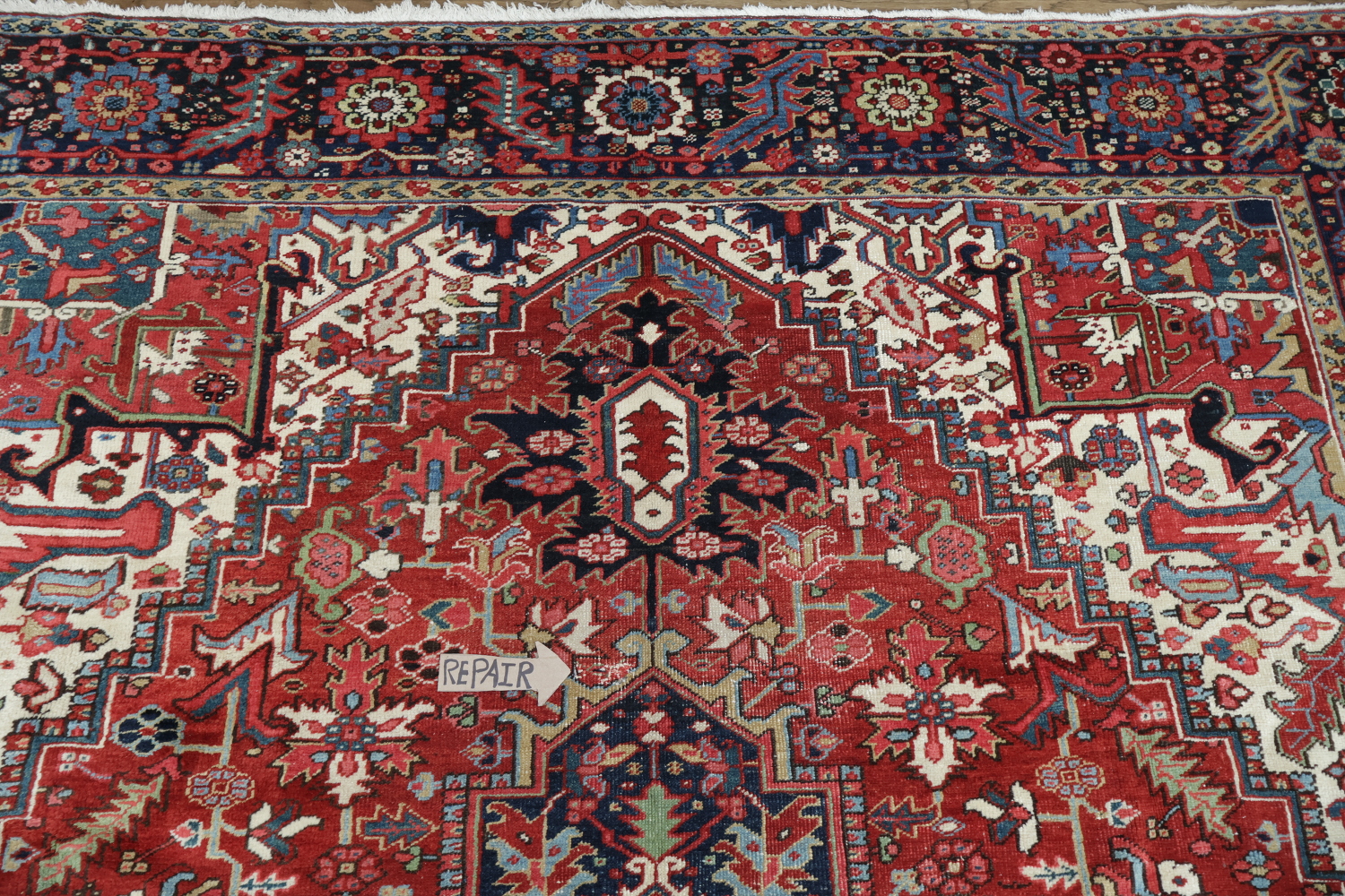 Antique Vegetable Dye Heriz Persian Area Rug 9x12