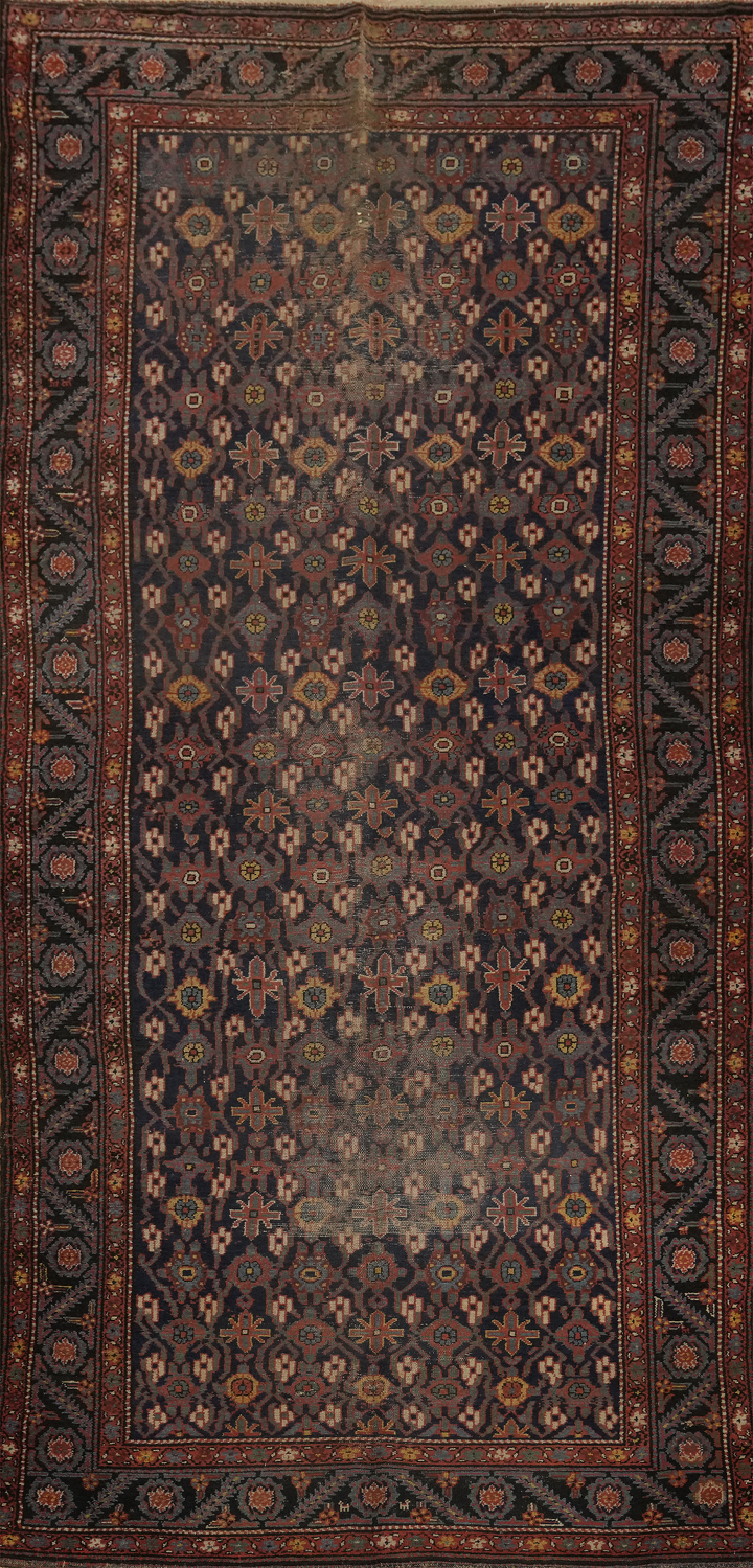 Antique Vegetable Dye Heriz Serapi Persian Area Rug 5x13