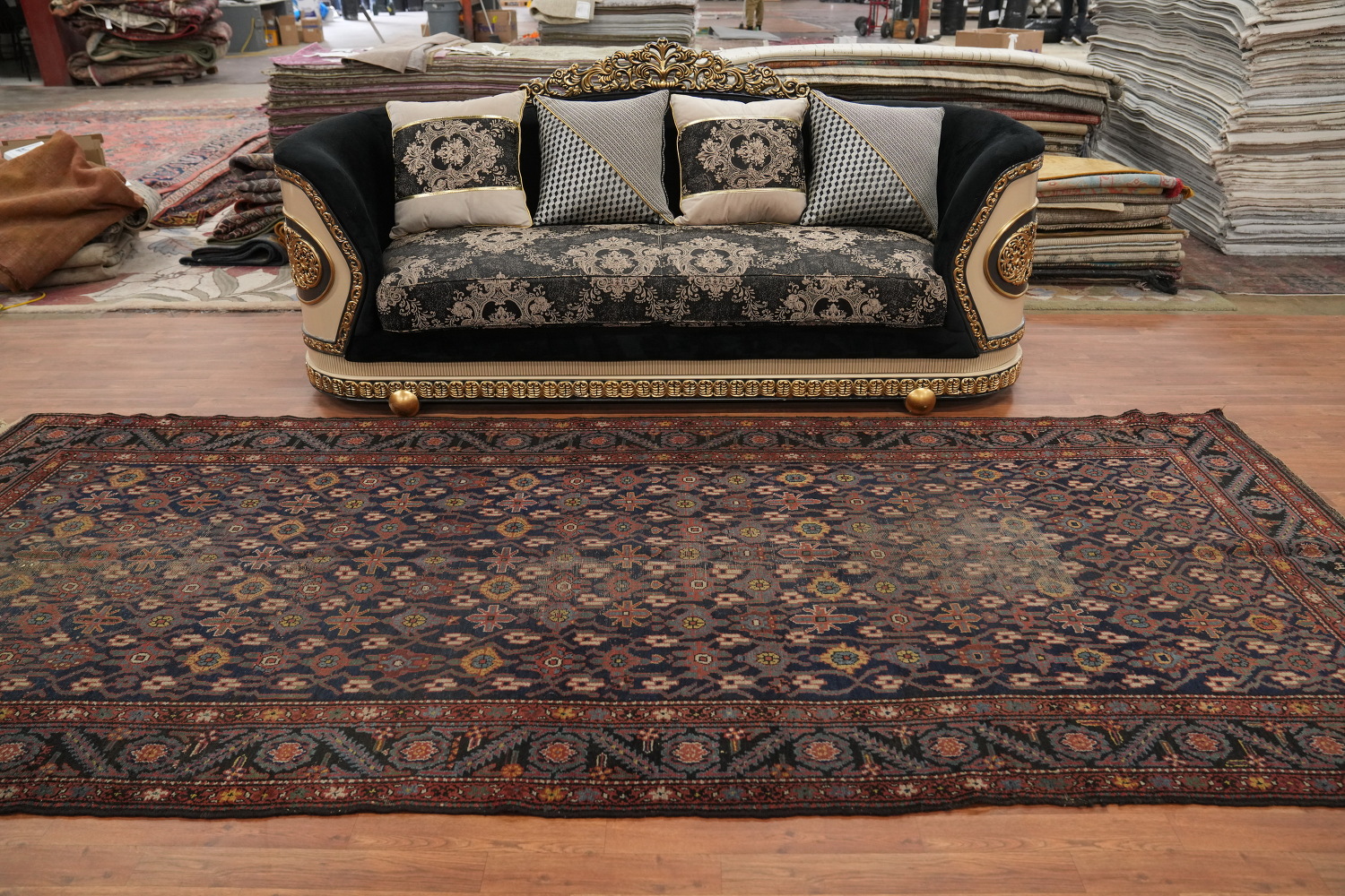 Antique Vegetable Dye Heriz Serapi Persian Area Rug 5x13