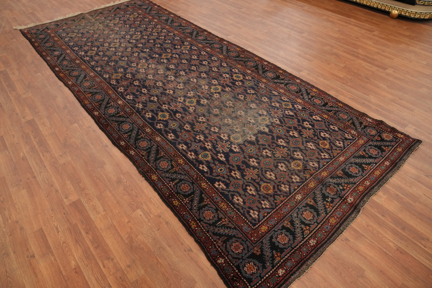 Antique Vegetable Dye Heriz Serapi Persian Area Rug 5x13