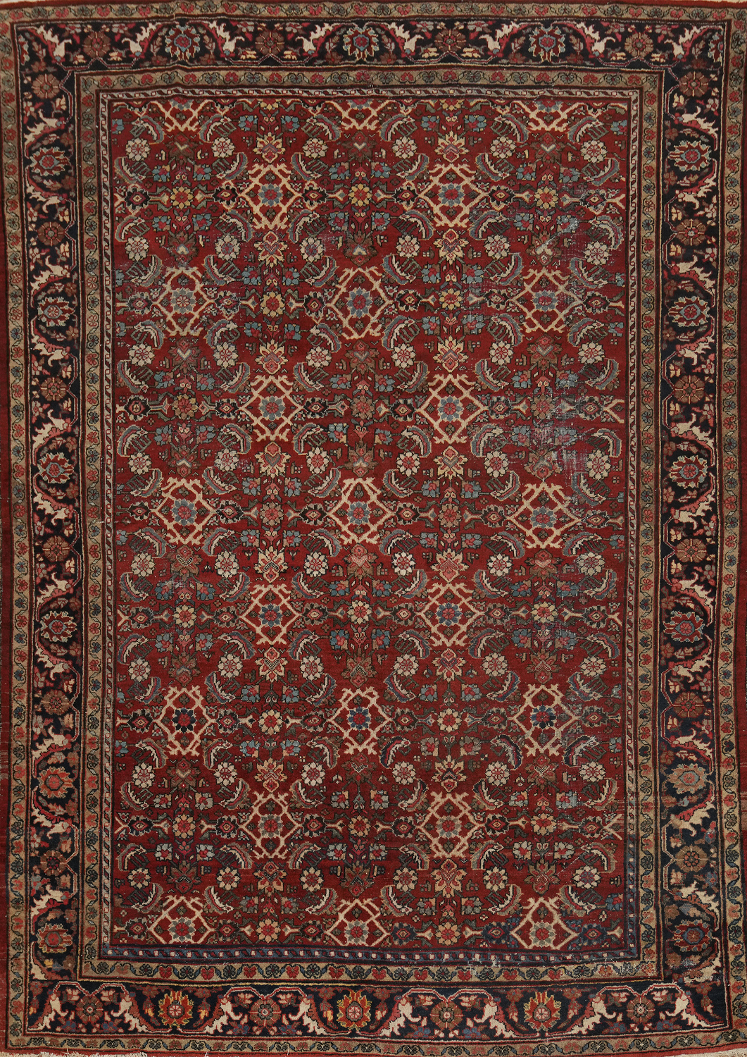 Antique Vegetable Dye Mahal Persian Area Rug 9x12