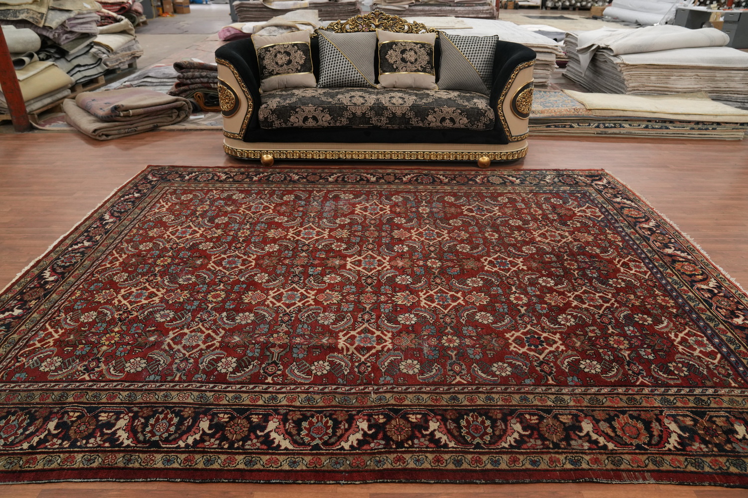 Antique Vegetable Dye Mahal Persian Area Rug 9x12