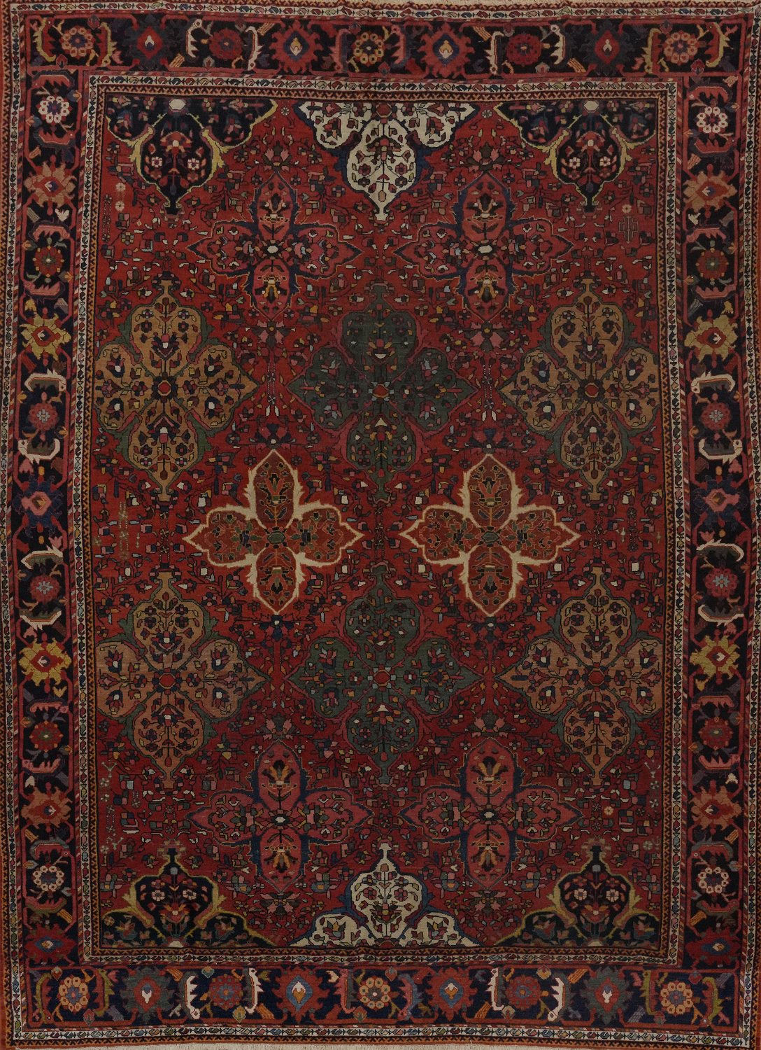 Pre-1900 Antique Vegetable Dye Bakhtiari Persian Rug 9x12