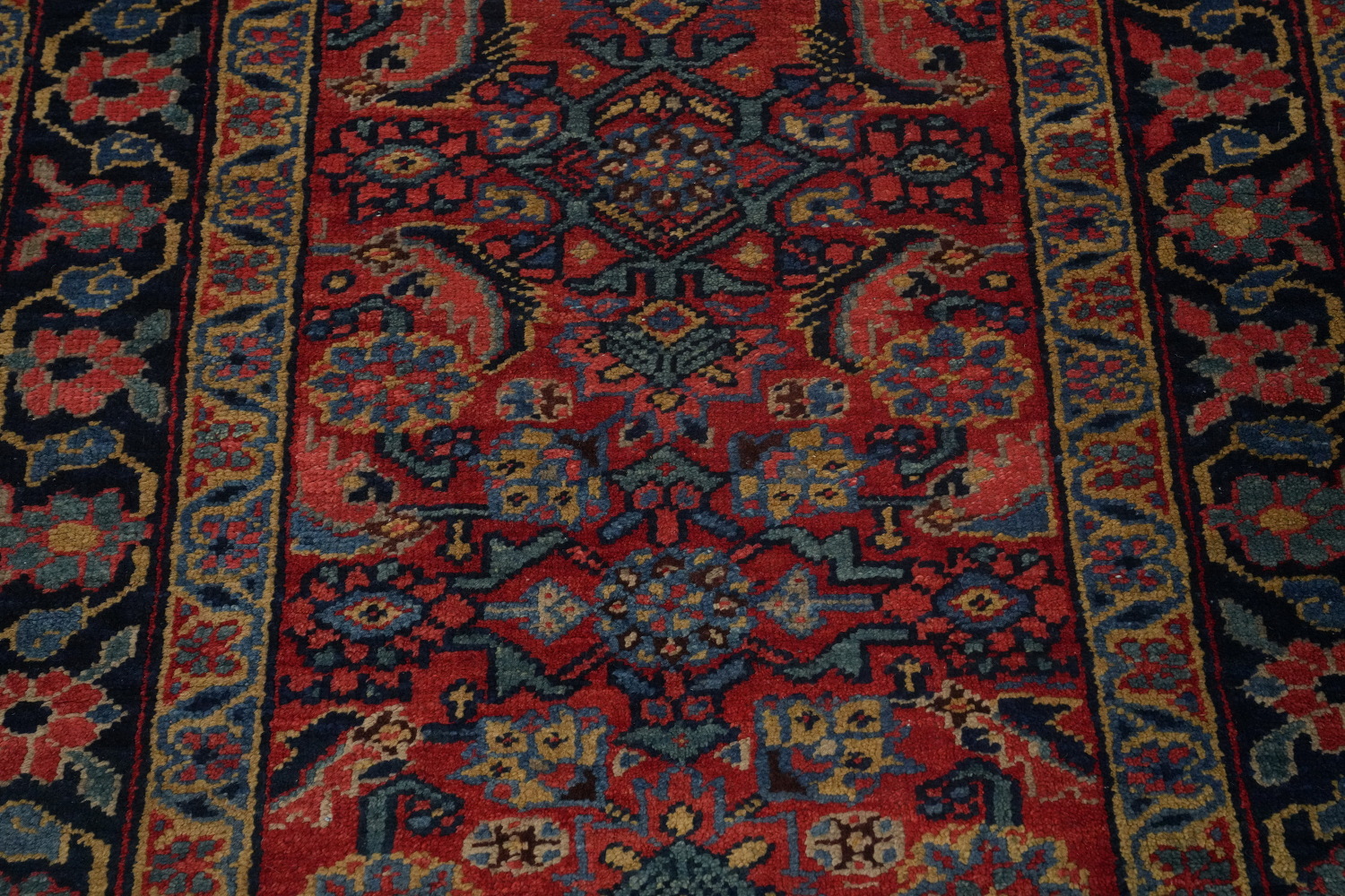 Antique Vegetable Dye Heriz Serapi Runner Rug 4x18