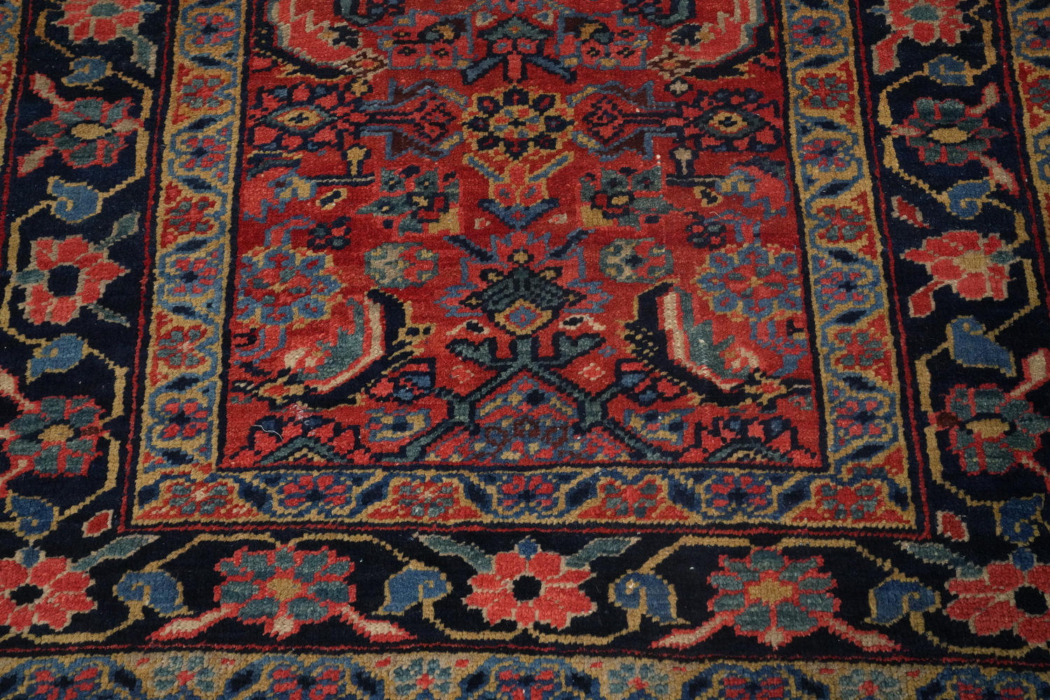 Antique Vegetable Dye Heriz Serapi Runner Rug 4x18