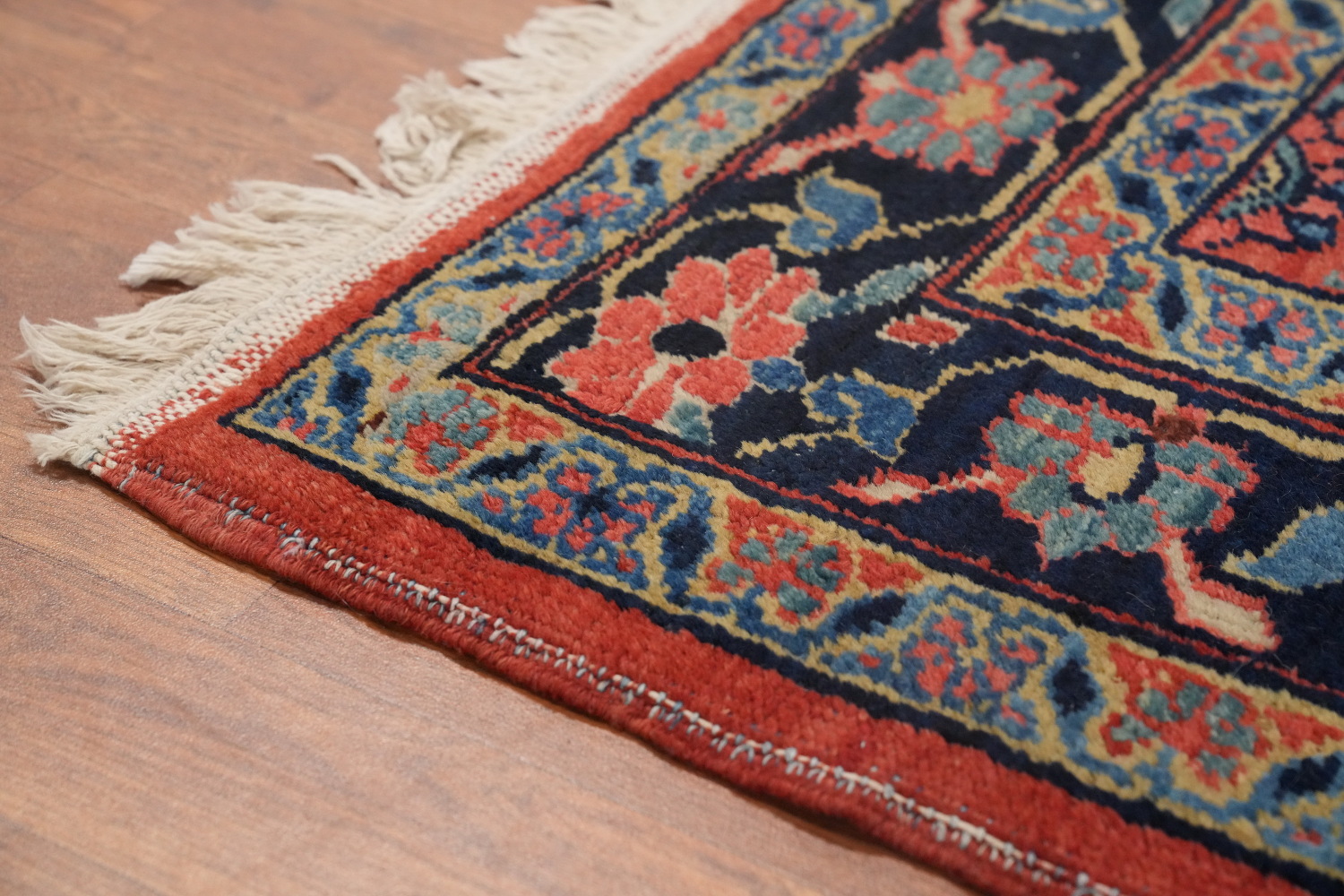 Antique Vegetable Dye Heriz Serapi Runner Rug 4x18