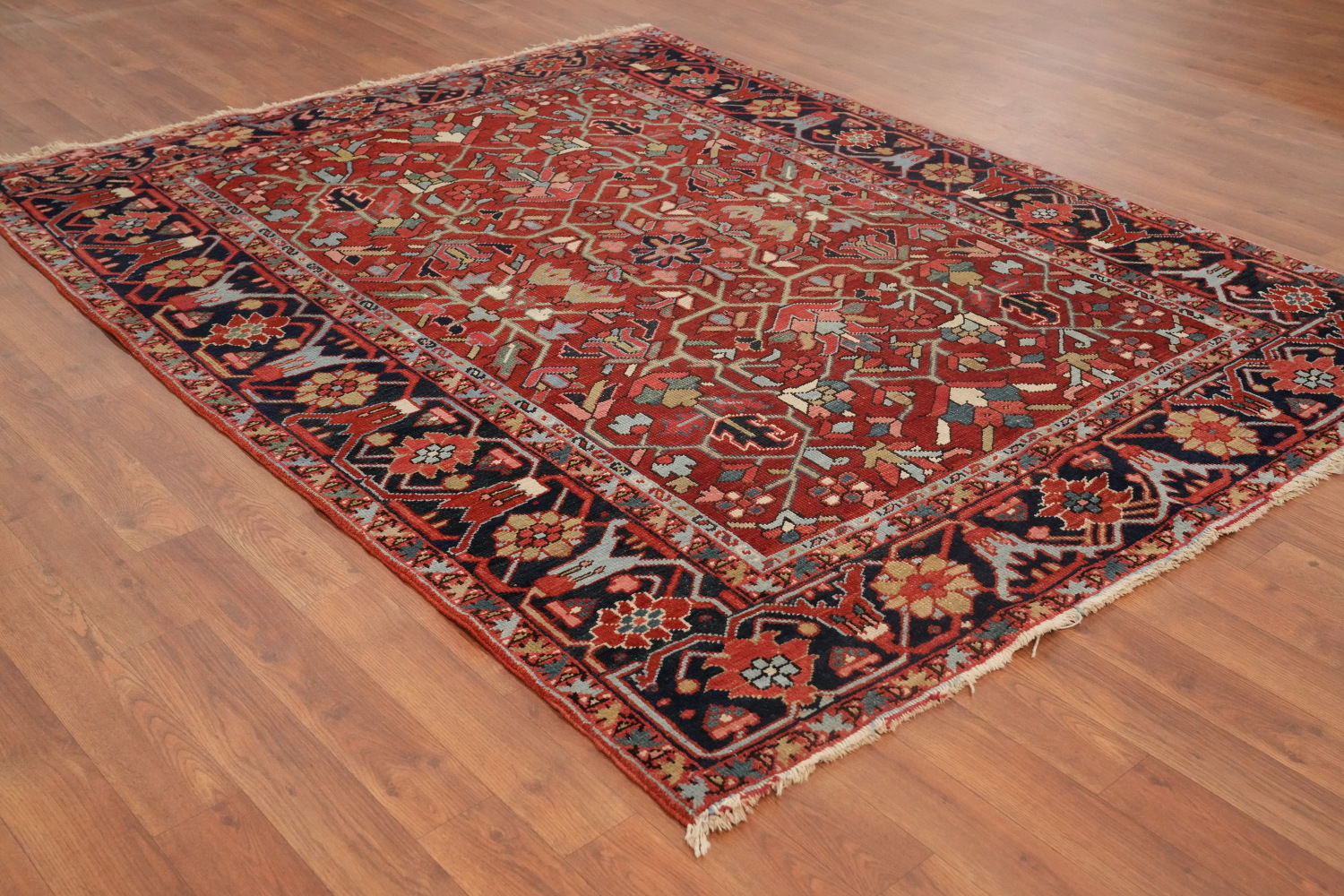 Pre-1900 Antique Vegetable Dye Heriz Serapi Persian Rug 5x6