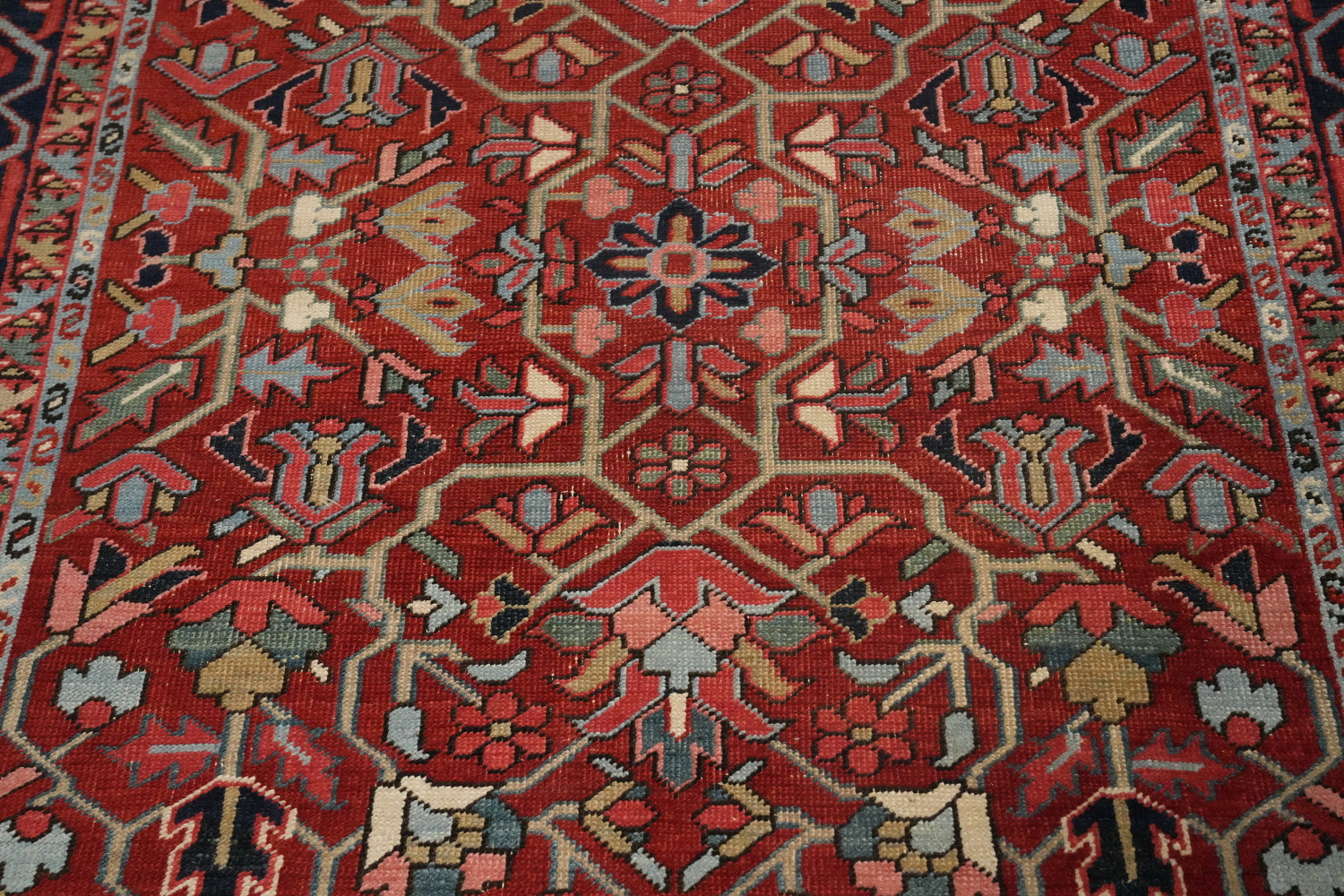 Pre-1900 Antique Vegetable Dye Heriz Serapi Persian Rug 5x6