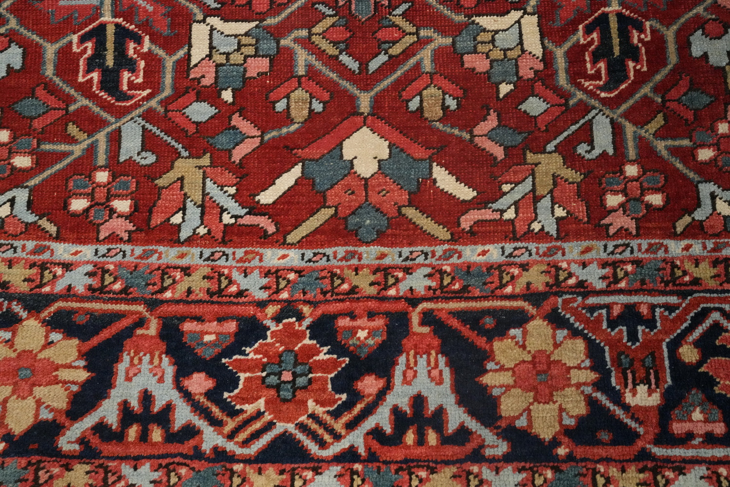 Pre-1900 Antique Vegetable Dye Heriz Serapi Persian Rug 5x6
