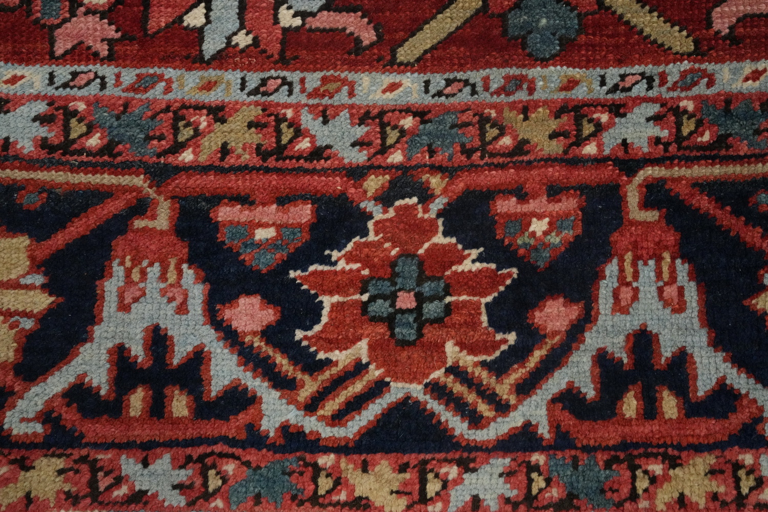 Pre-1900 Antique Vegetable Dye Heriz Serapi Persian Rug 5x6