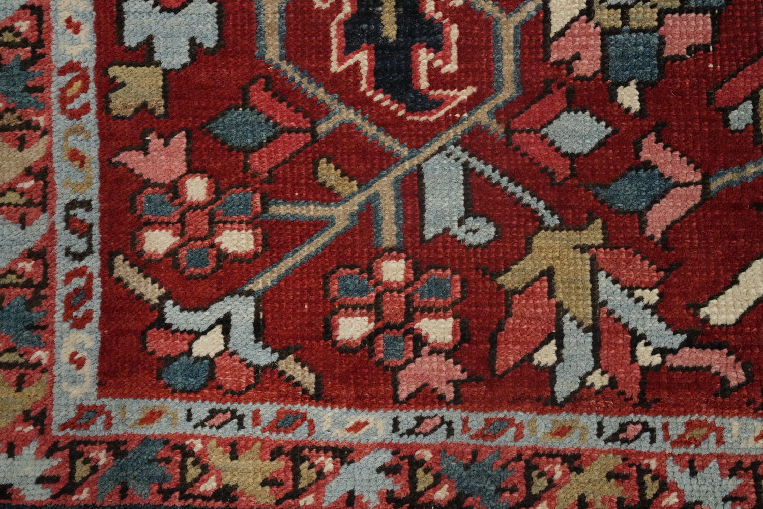 Pre-1900 Antique Vegetable Dye Heriz Serapi Persian Rug 5x6