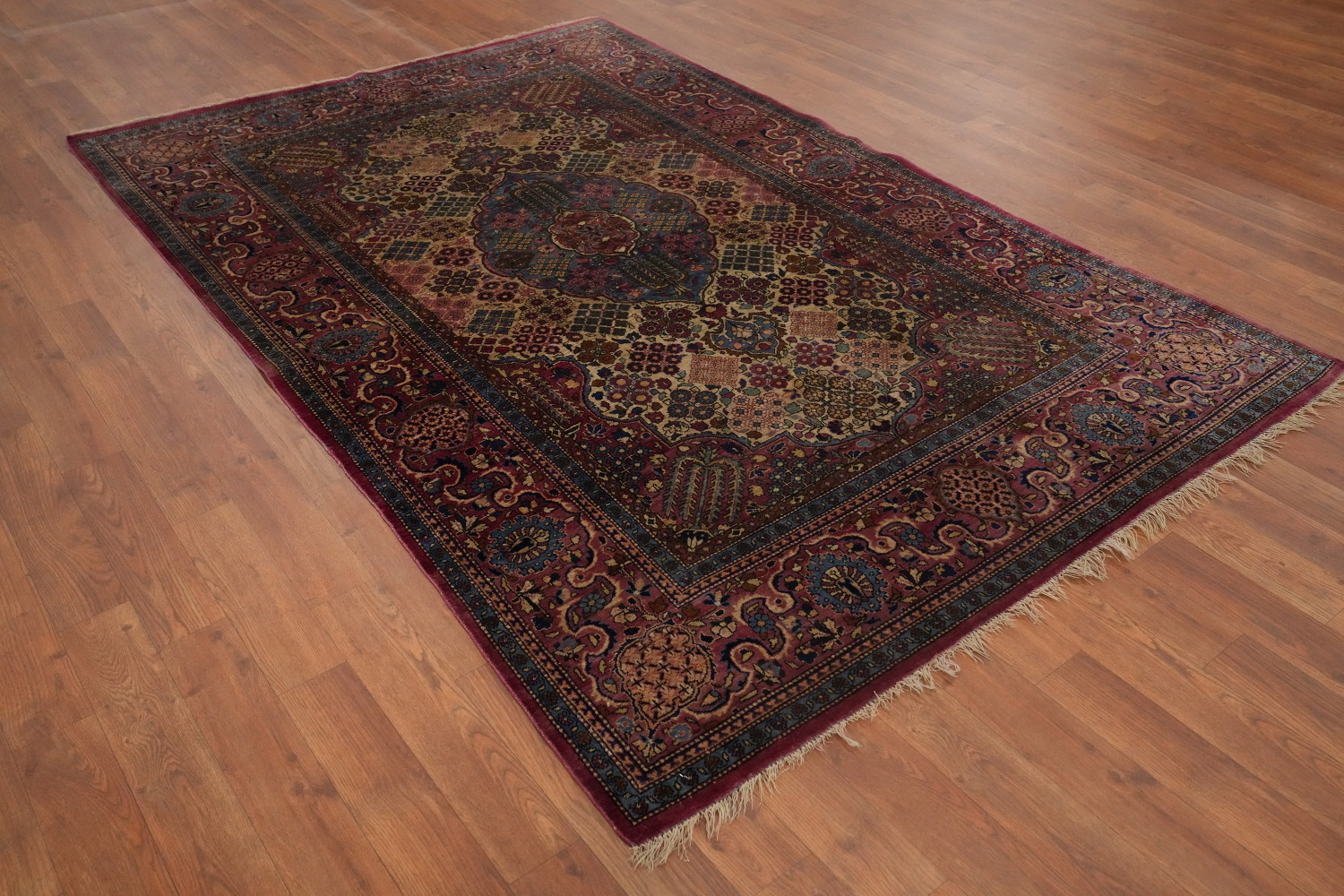 Pre-1900 Antique Vegetable Dye Silk Kashan Persian Rug 4x7