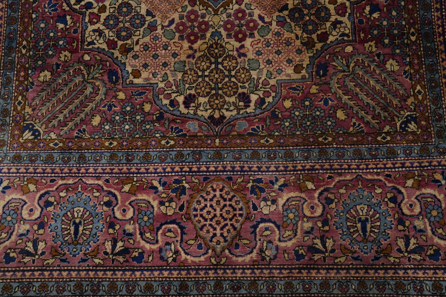 Pre-1900 Antique Vegetable Dye Silk Kashan Persian Rug 4x7