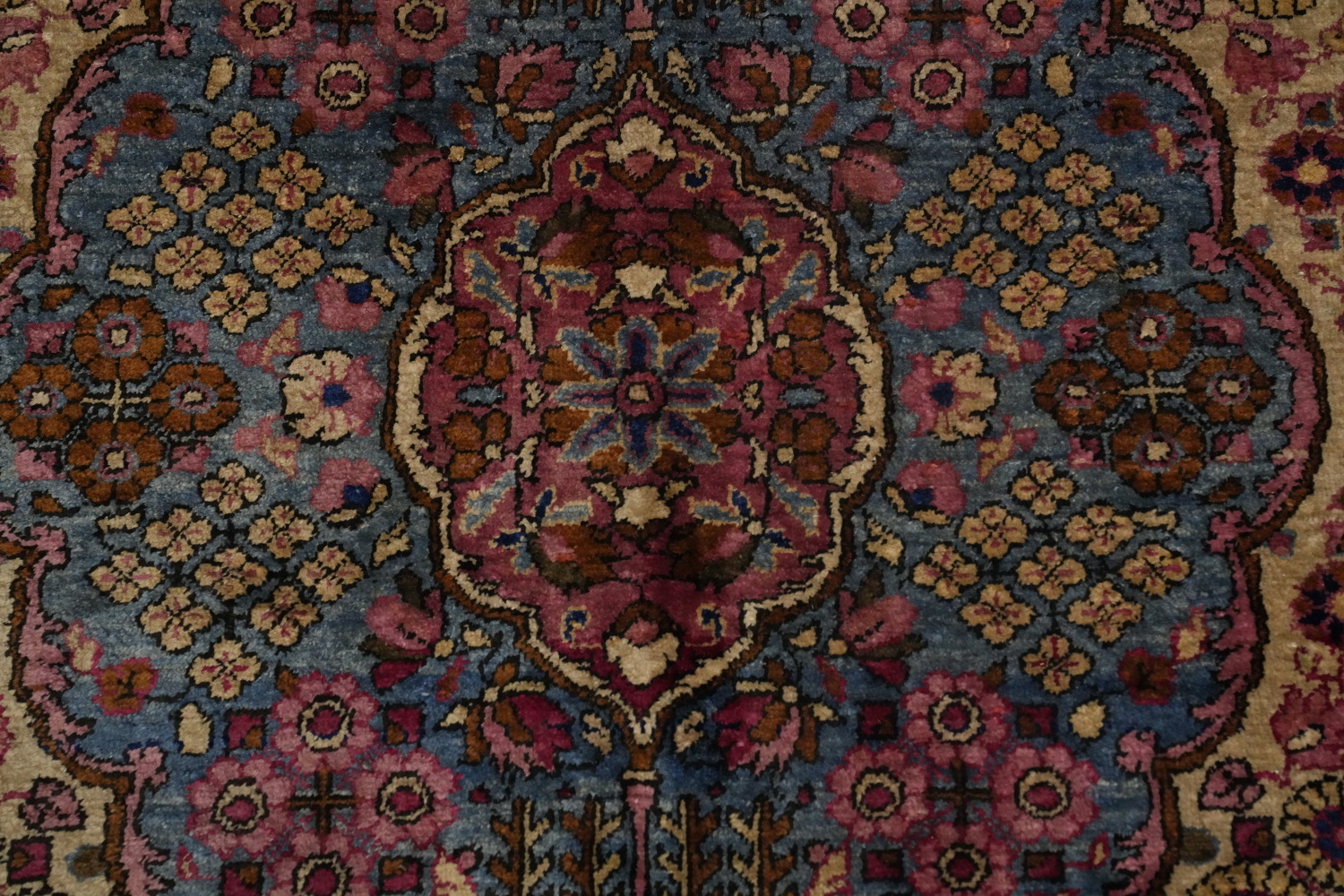 Pre-1900 Antique Vegetable Dye Silk Kashan Persian Rug 4x7
