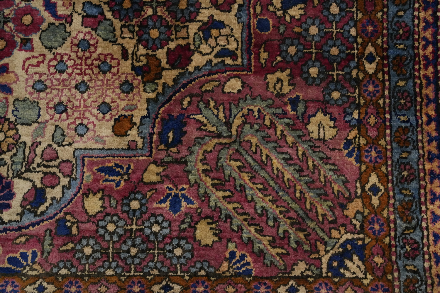 Pre-1900 Antique Vegetable Dye Silk Kashan Persian Rug 4x7