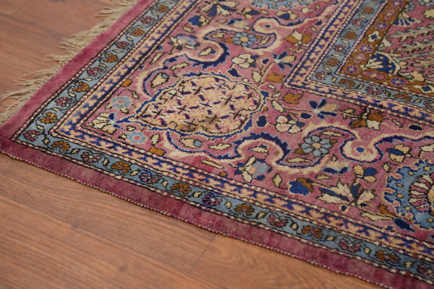 Pre-1900 Antique Vegetable Dye Silk Kashan Persian Rug 4x7