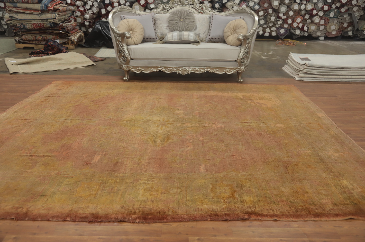 Pre-1900 Antique Oushak Vegetable Dye Area Rug 10x12