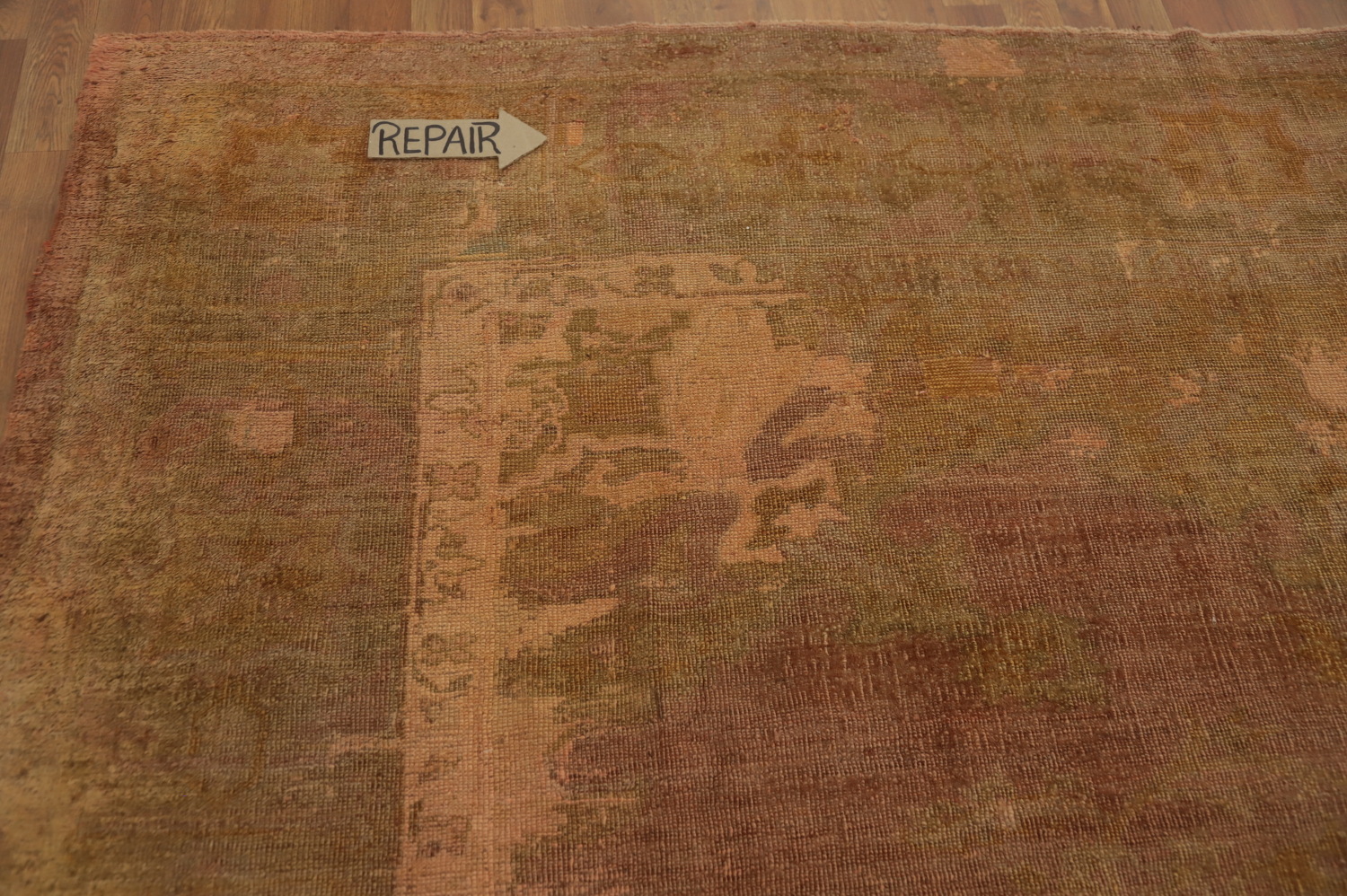 Pre-1900 Antique Oushak Vegetable Dye Area Rug 10x12
