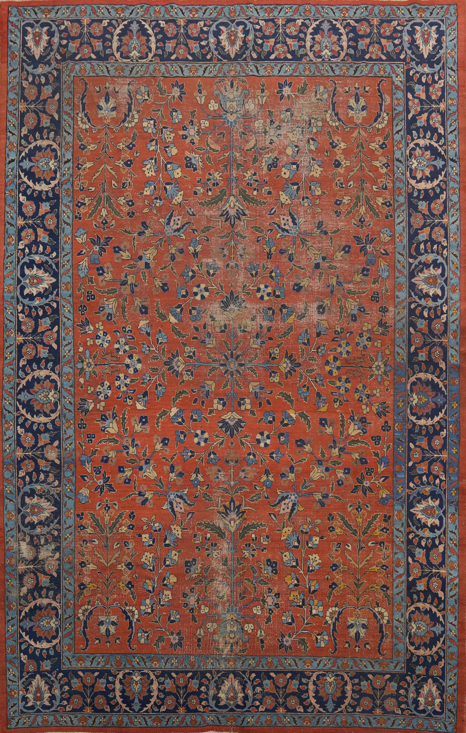 Pre-1900 Antique Sarouk Vegetable Dye Persian Rug 11x16