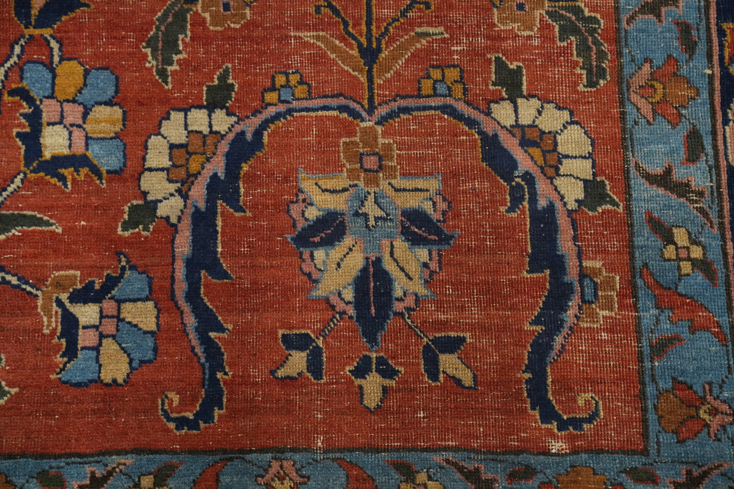 Pre-1900 Antique Sarouk Vegetable Dye Persian Rug 11x16