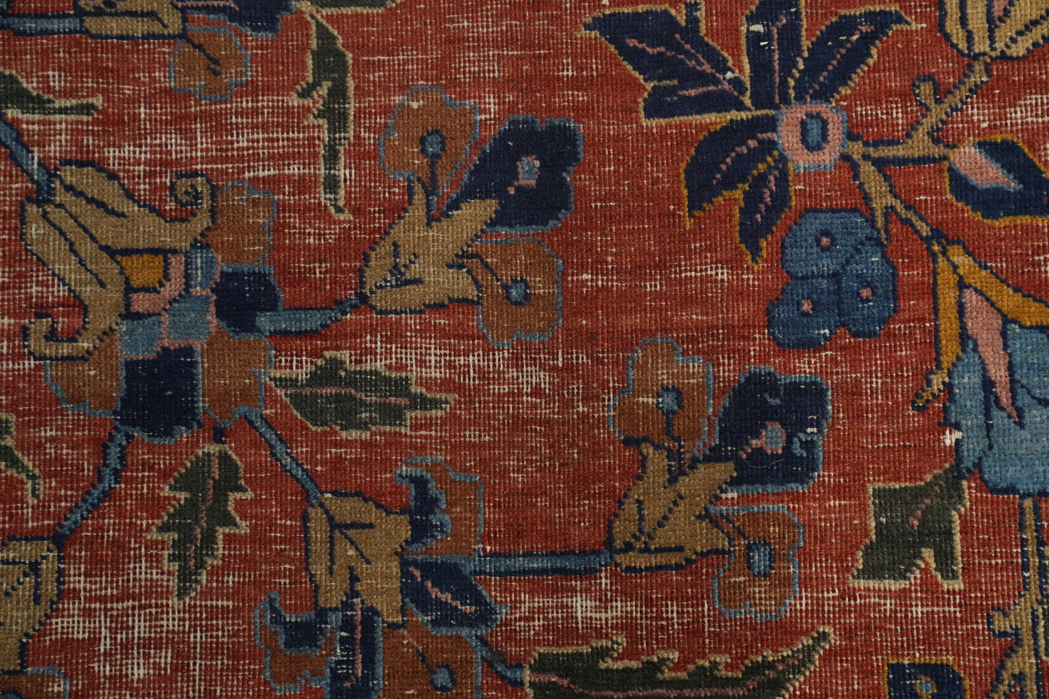 Pre-1900 Antique Sarouk Vegetable Dye Persian Rug 11x16
