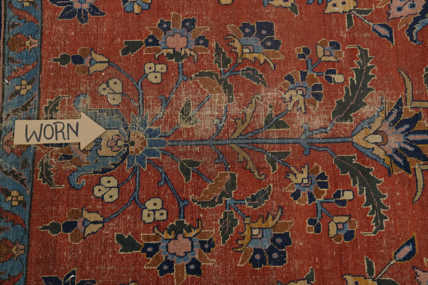 Pre-1900 Antique Sarouk Vegetable Dye Persian Rug 11x16