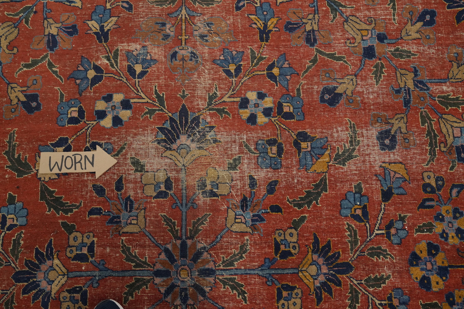 Pre-1900 Antique Sarouk Vegetable Dye Persian Rug 11x16