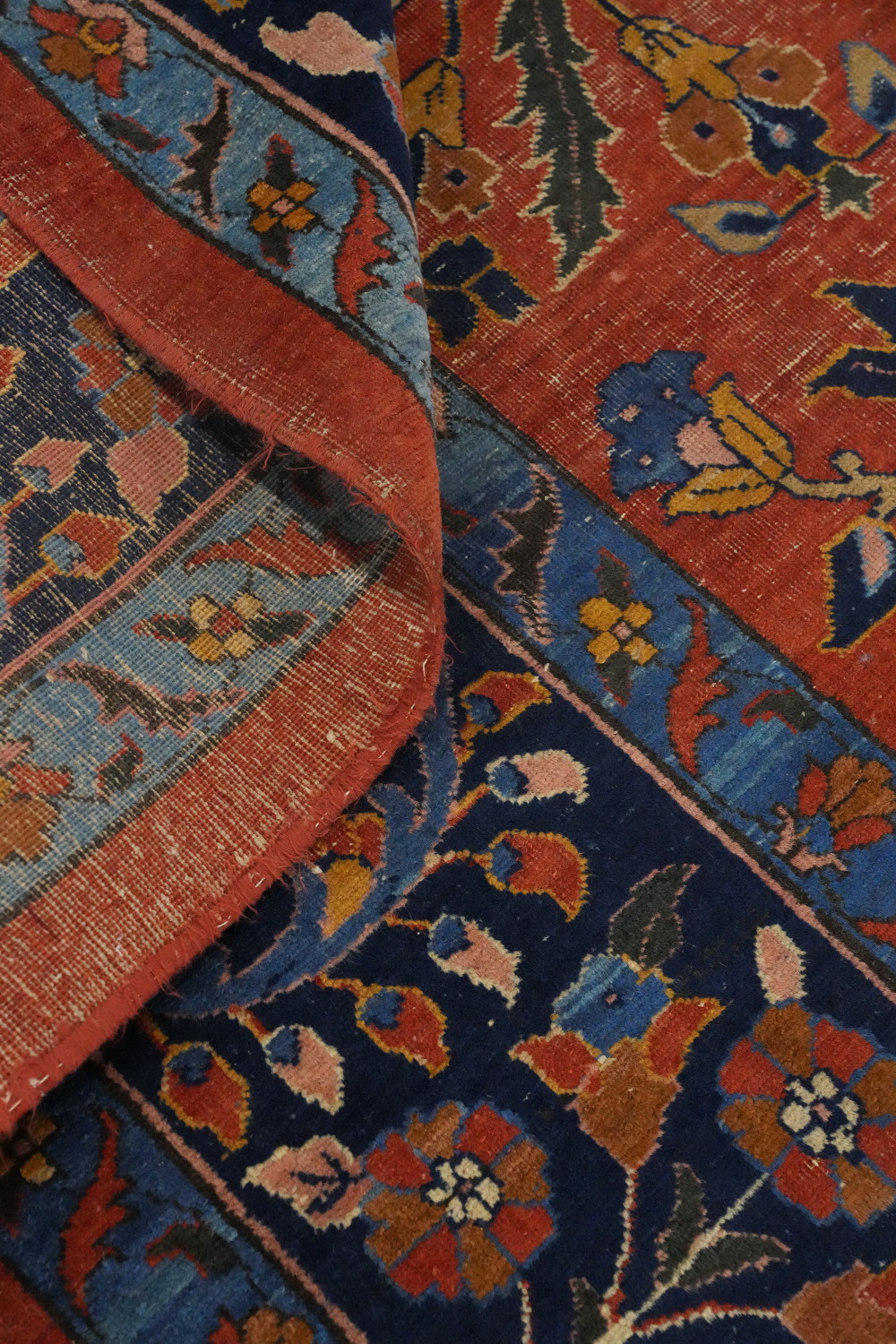 Pre-1900 Antique Sarouk Vegetable Dye Persian Rug 11x16