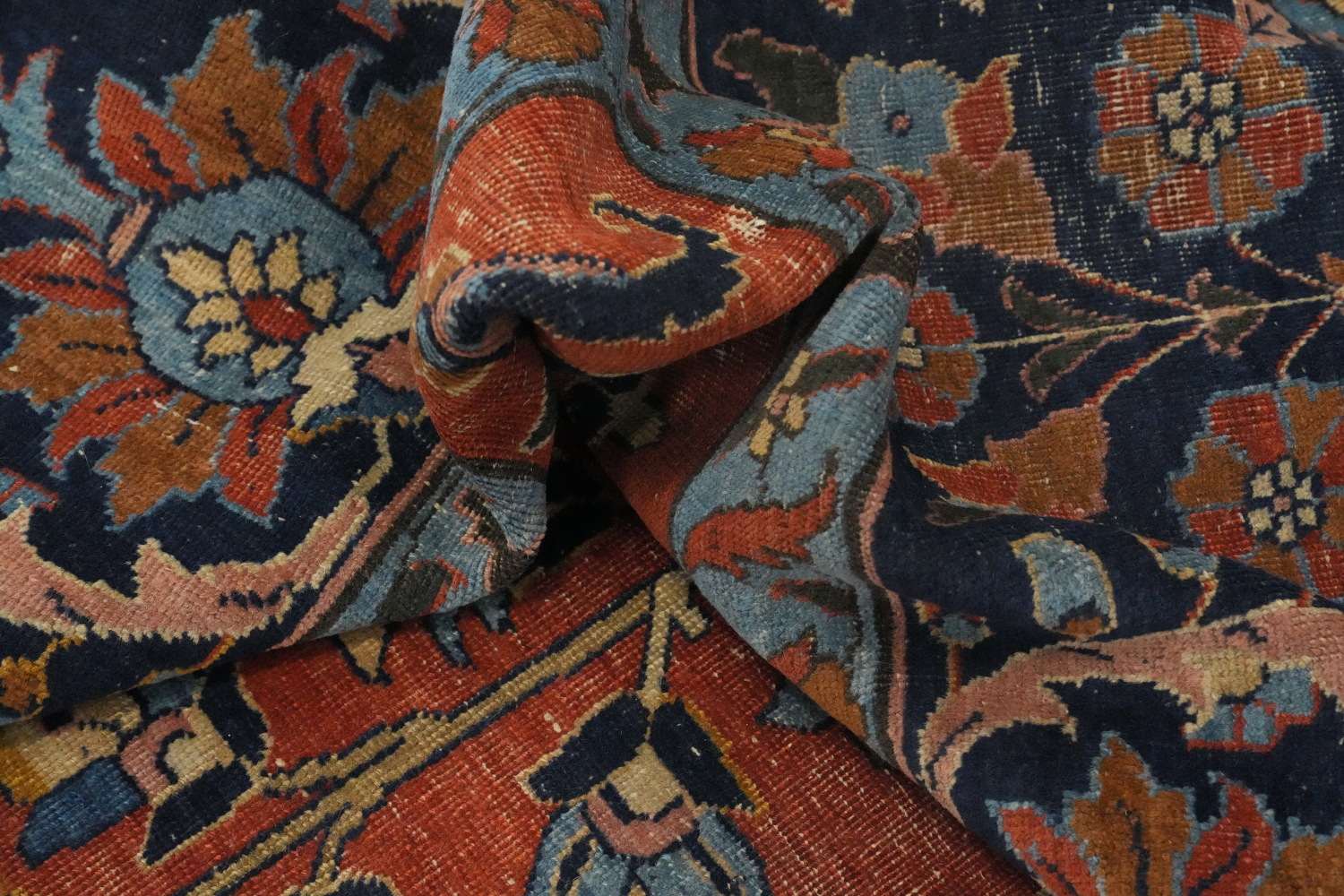Pre-1900 Antique Sarouk Vegetable Dye Persian Rug 11x16