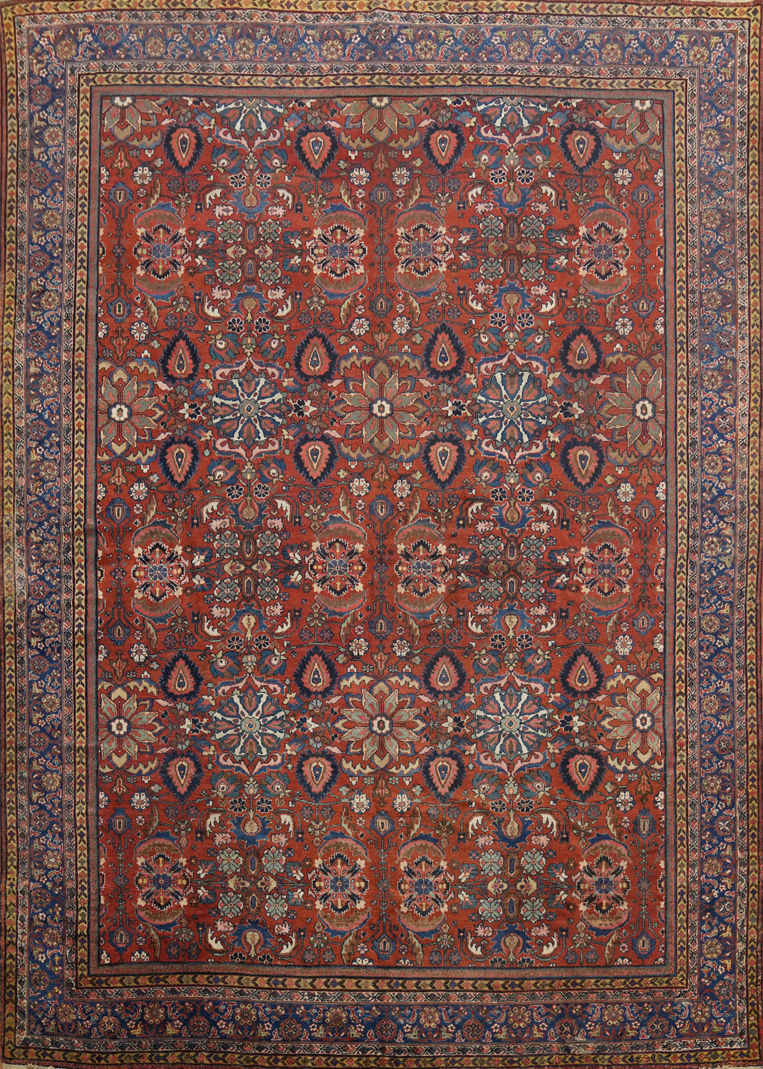 Pre-1900 Vegetable Dye Sultanabad Persian Large Rug 13x16
