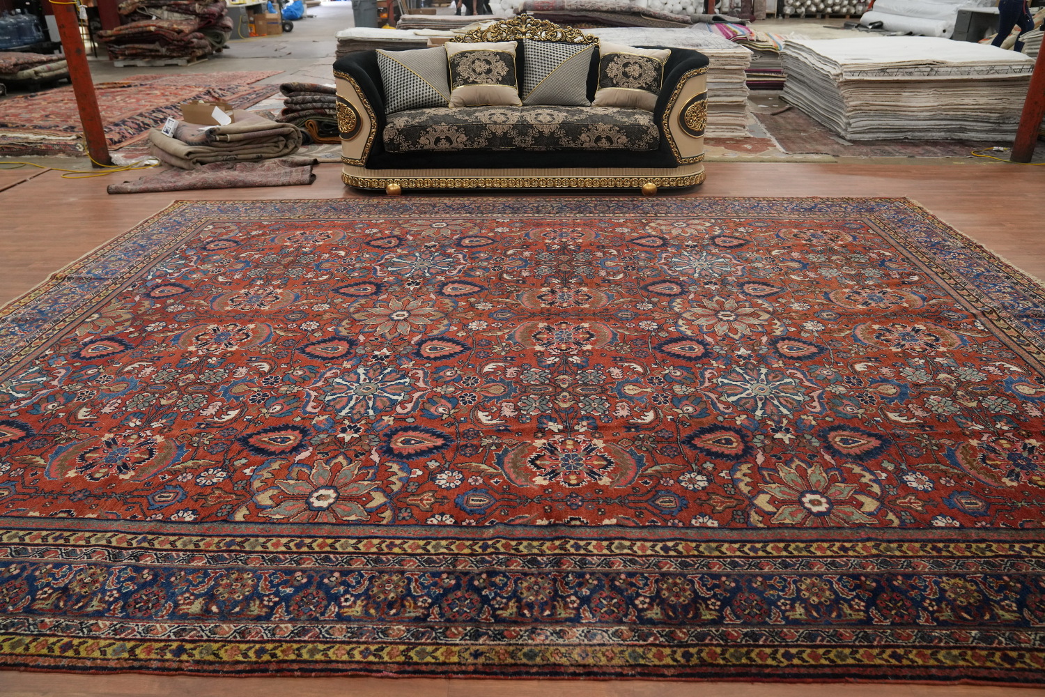 Pre-1900 Vegetable Dye Sultanabad Persian Large Rug 13x16