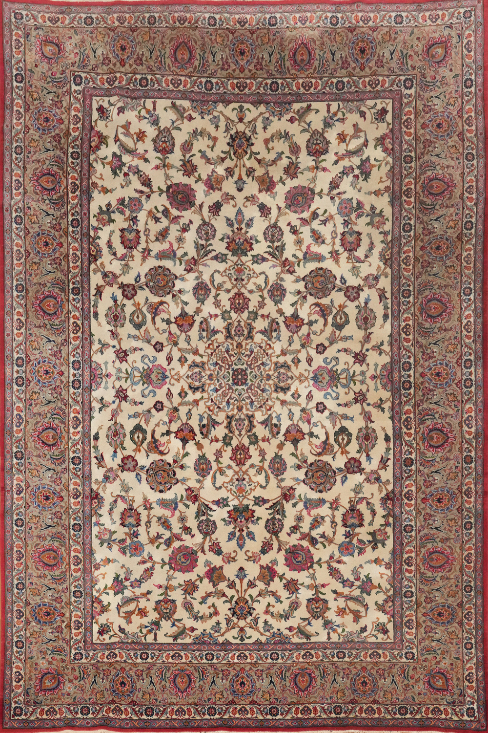 Antique Floral Tabriz Persian Area Rug 7x10